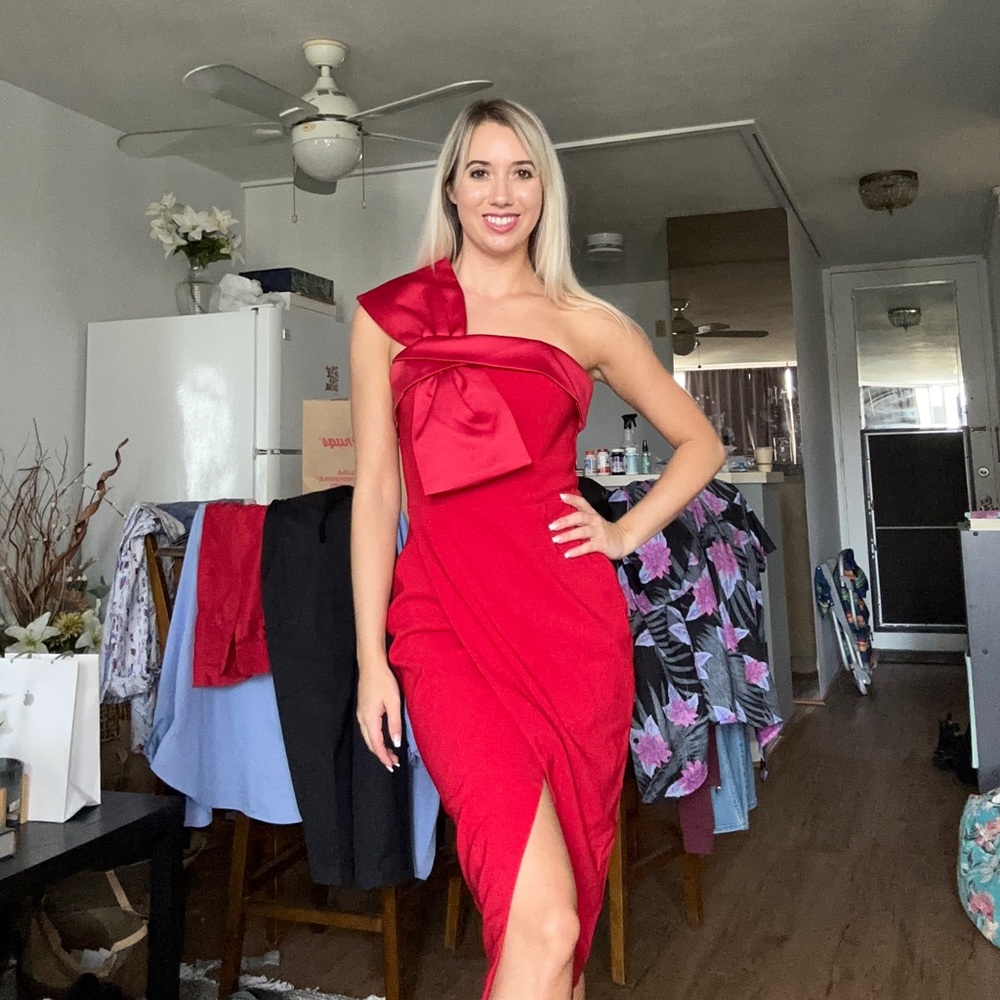Red Size 4 Straight Gown by Lavish Alice